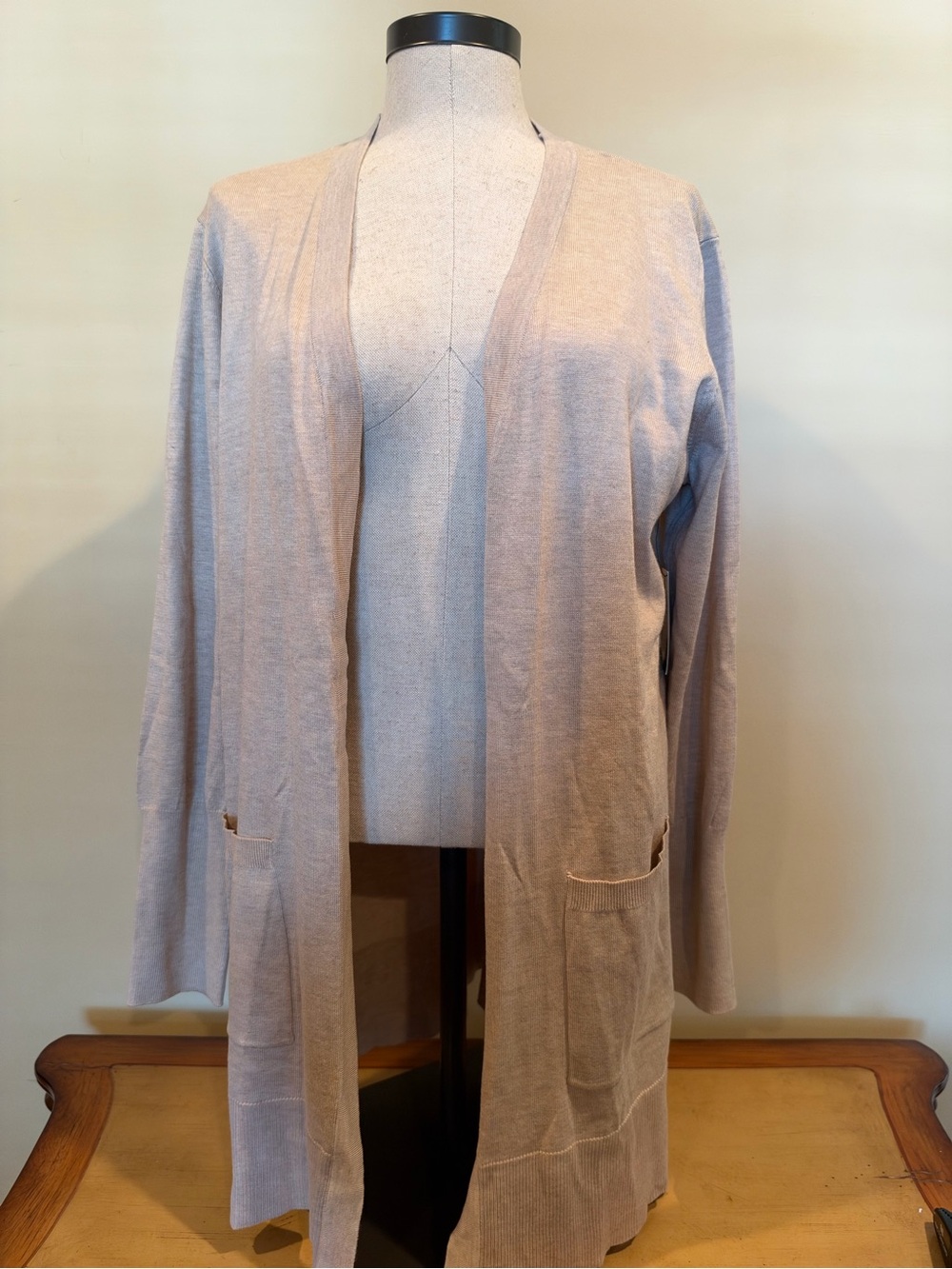 Women’s Nine West Taupe Lightweight Open Front Long Sleeve Cardigan NWT Size XL